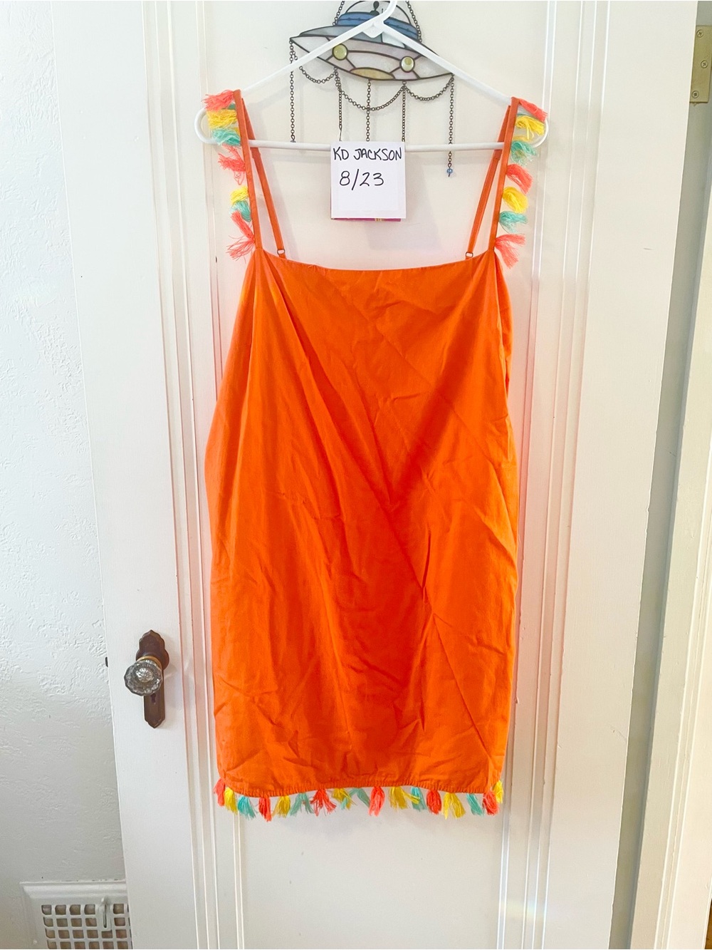 Anthropologie Orange Tassel Trim Sundress